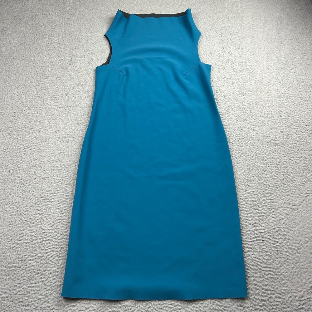 M2057 By Maria Pinto Dress Womens XS Blue Sleeveless Sheath Stretch Made in USA